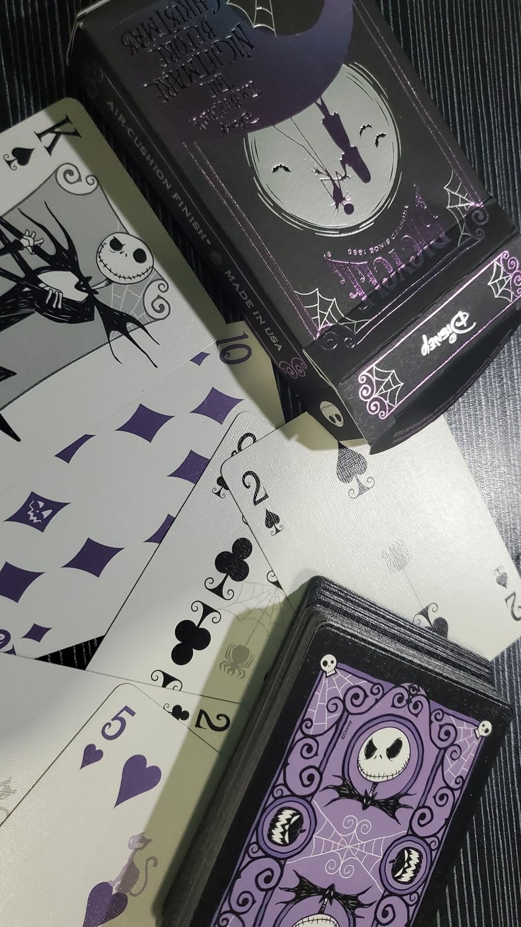 Disney Tim Burton Nightmare Before Christmas Playing Cards Jack 1 Deck | Custom court cards with Jack Skellington and Sally, Purple foil accents, Air Cushion Finish, Made in USA customer photo 2