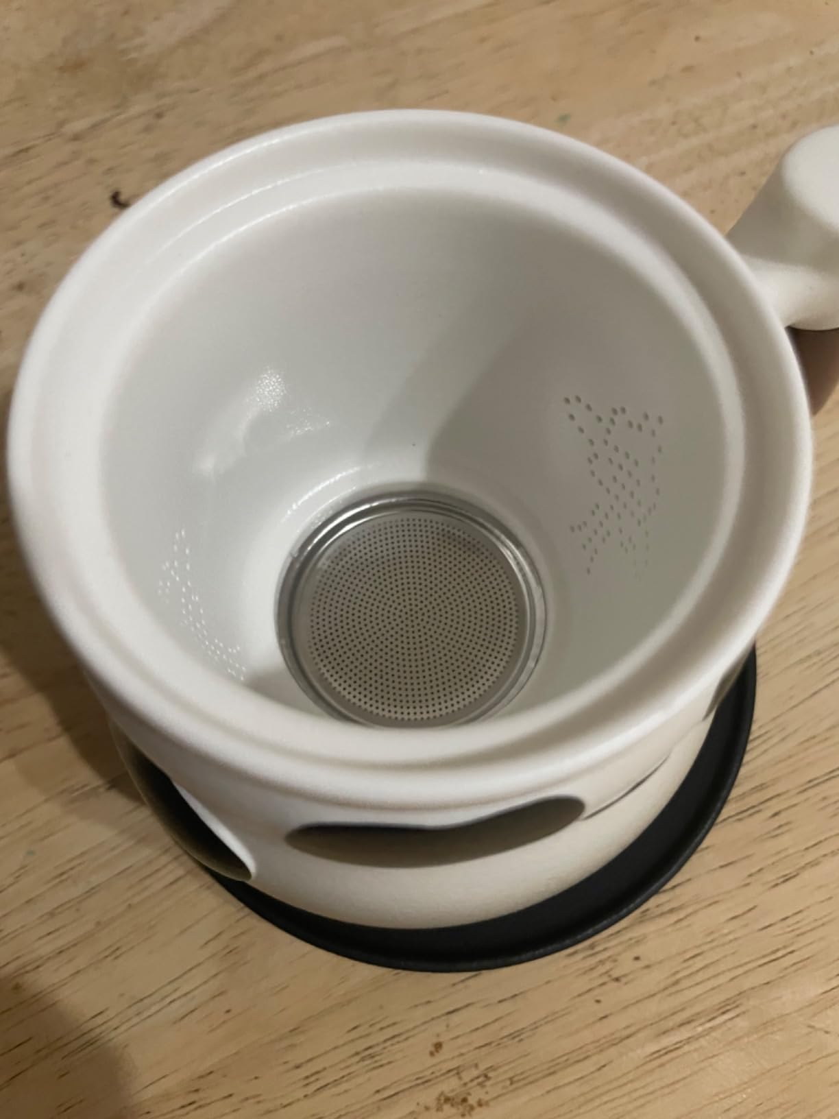 ZENS Tea Infuser Mug with Lid for Loose Leaf Tea Steeper, 11oz Panda | Embossed Ceramic Tea Infuser Mug with Fine Strainer for Herbal Tea Lovers Gifts, Nature Wood Handle customer photo 2