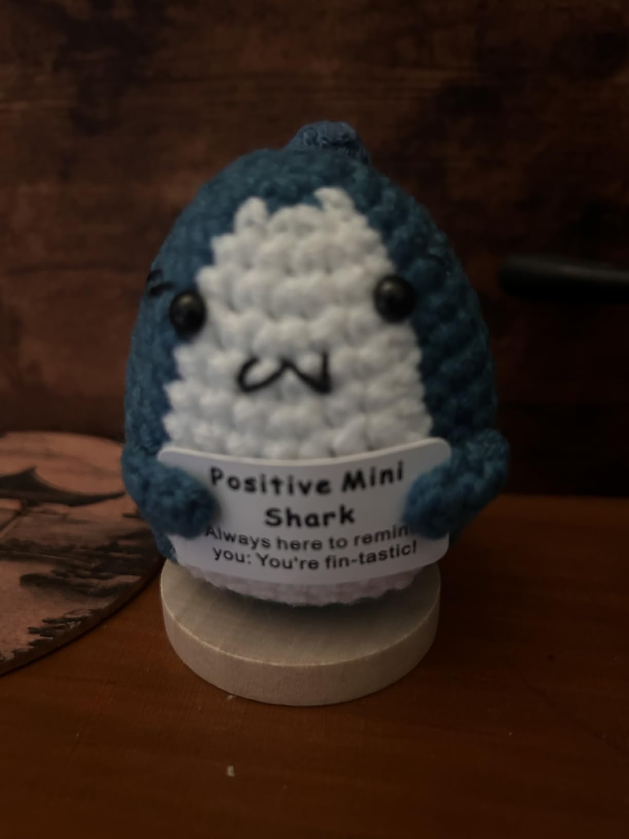 Positive Animals Crochet Shark Gift - Mini Emotional Shark Plush | Cute Encouragement Gift for Coworker or Friend Women Men with Support Message customer photo 1