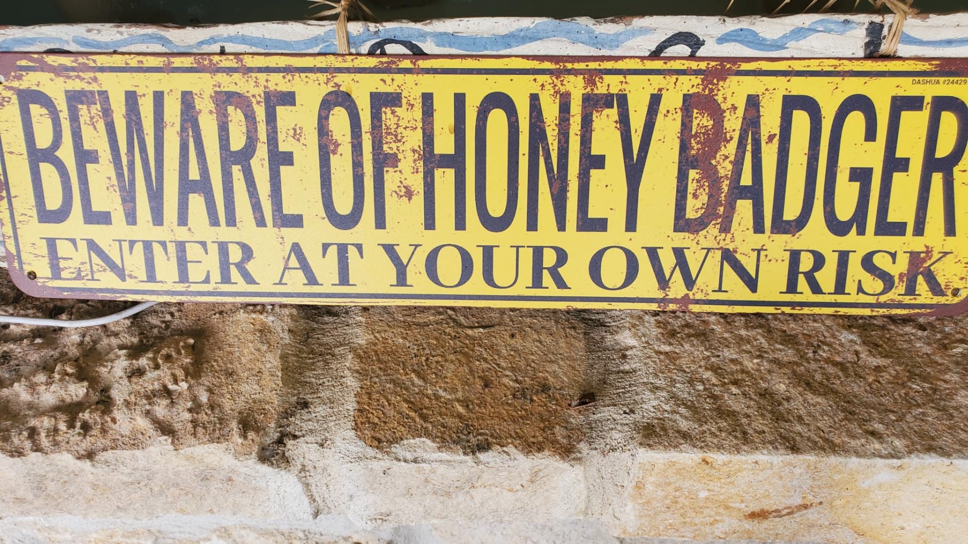 Funny Warning Sign Beware of Honey Badger Enter at Your Own Risk Rustic Aluminium Metal Sign Animal Wall Decor 16x4 Inch customer photo 1