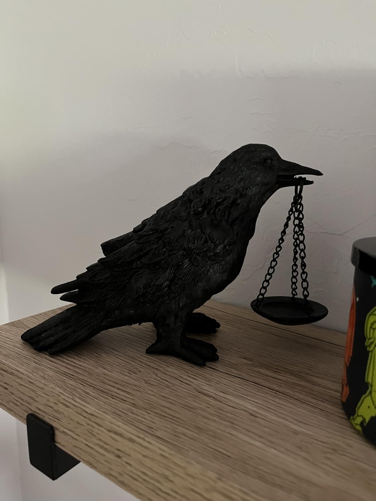 Gothic Crow Lamp with Tealight Candle Holder Resin Raven Decor Statue Gothic Home Decor for Bedroom Unique Goth Gifts Black customer photo 1