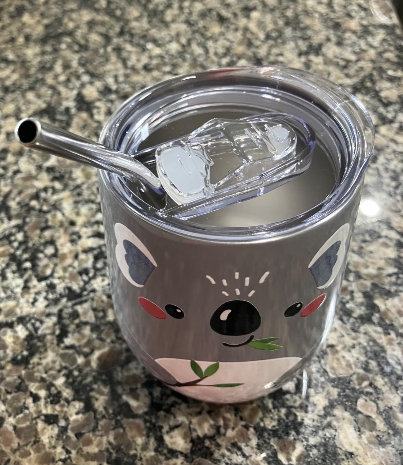 NymphFable 12 oz Koala Insulated Stainless Steel Tumbler with Straw Lid | Stemless Wine Tumbler, Leakproof, BPA Free, Double Wall Vacuum Keeps Drinks Cold & Hot, Cute Animal Gift for Kids customer photo 2