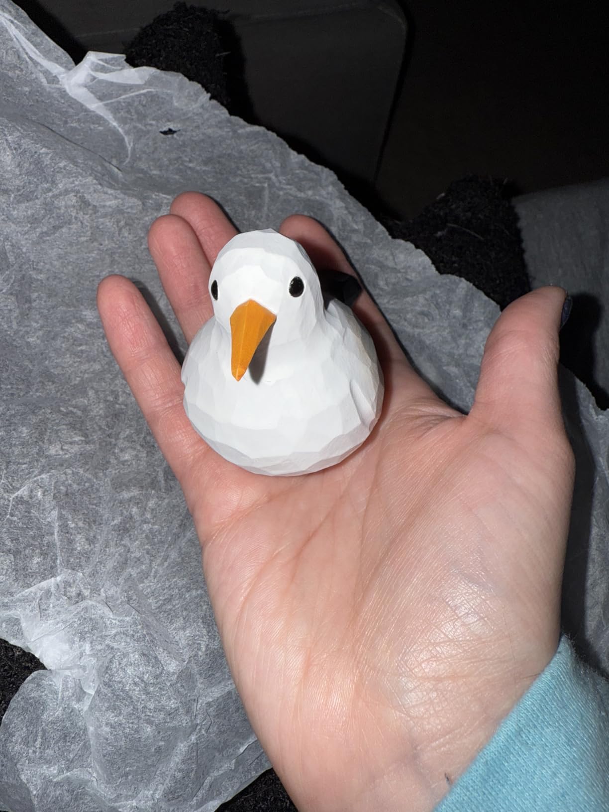 Hand Carved Wooden Lovebird Figurine - Small Wooden Bird Decor for Home Shelf (Green Lovebird) customer photo 1