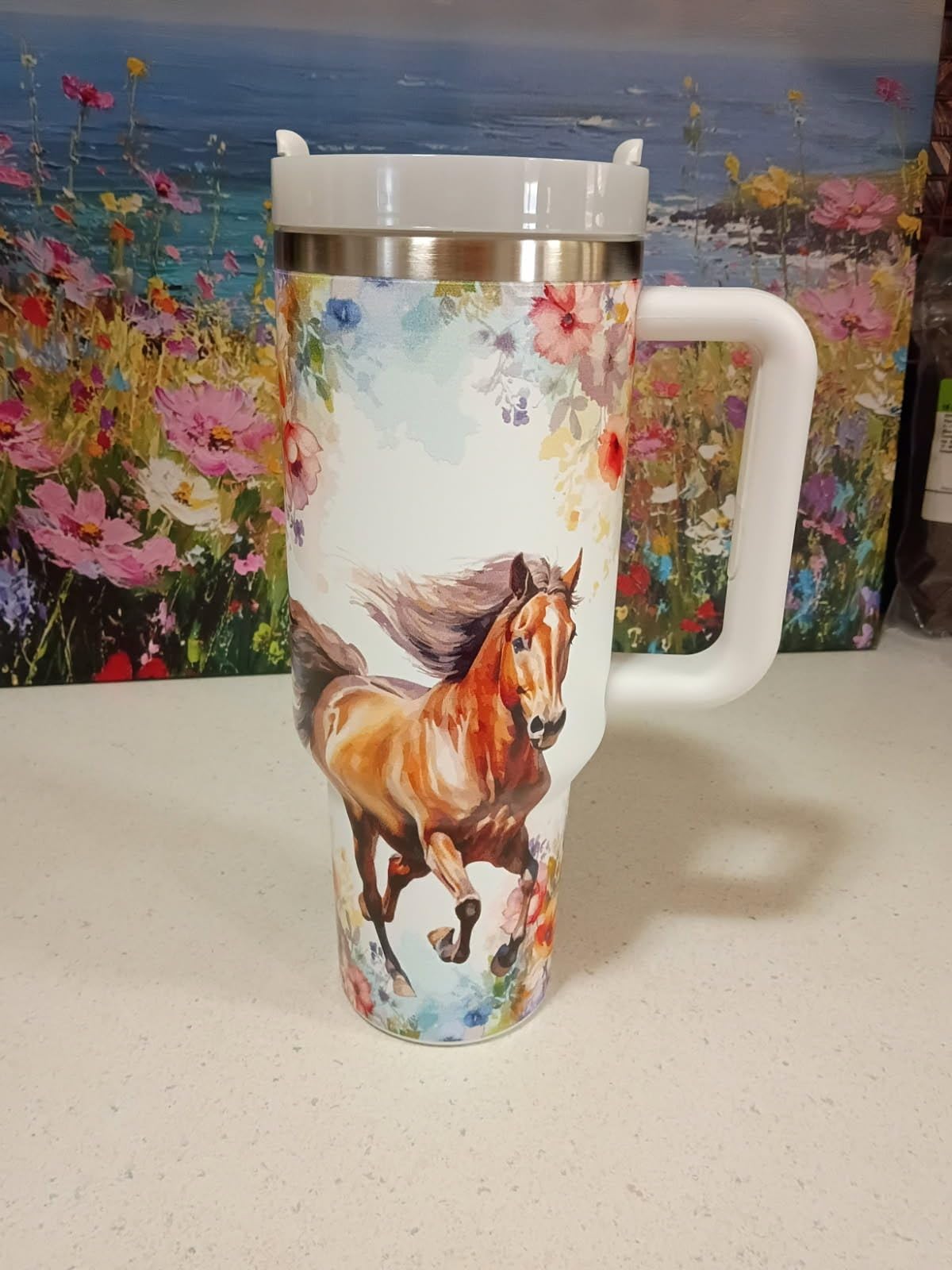 40 OZ Deer Tumbler with Handle. Deer Lover Cup Gift. 40 OZ Unique Birthday Christmas Deer Tumblers Gifts for Women Men. customer photo 1