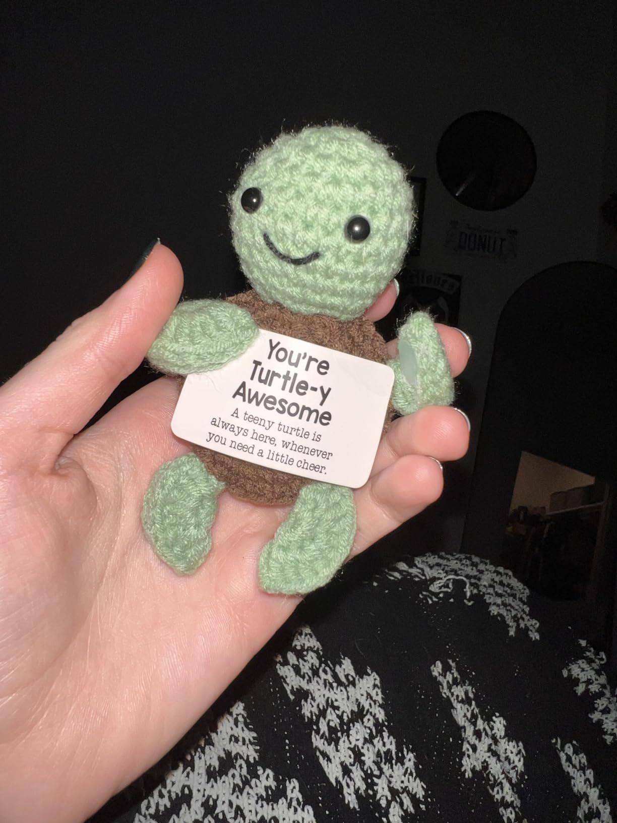 Mini Funny Turtle Birthday Gifts for Women Men Her Him, Teacher Appreciation Back to School for Students Boss Lady Gifts for Bosses Day, Small Cute Stuff Things,Emotional Positive Crochet Turtle Decor customer photo 2
