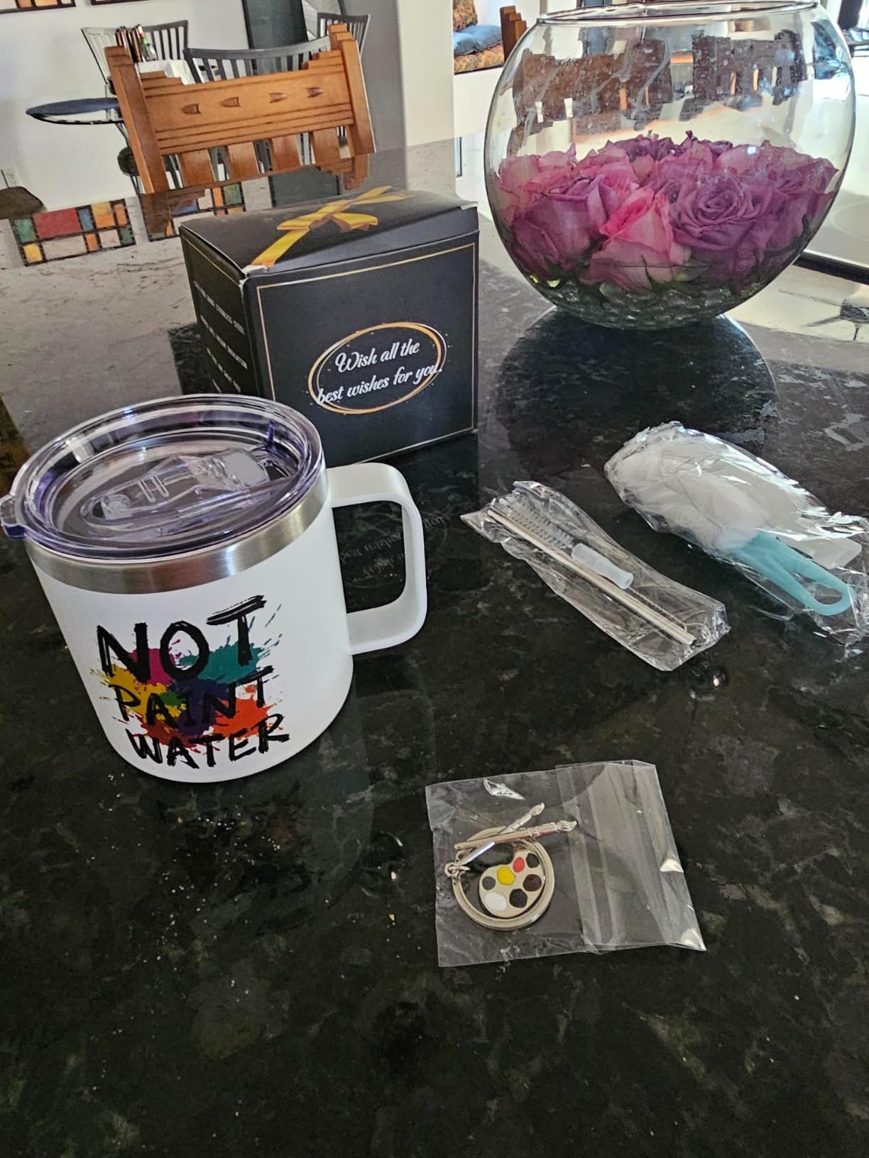Lifecapido Science Teacher Gift - 'Never Trust an Atom They Make Up Everything' Coffee Mug - 14Oz Stainless Steel, Black customer photo 1
