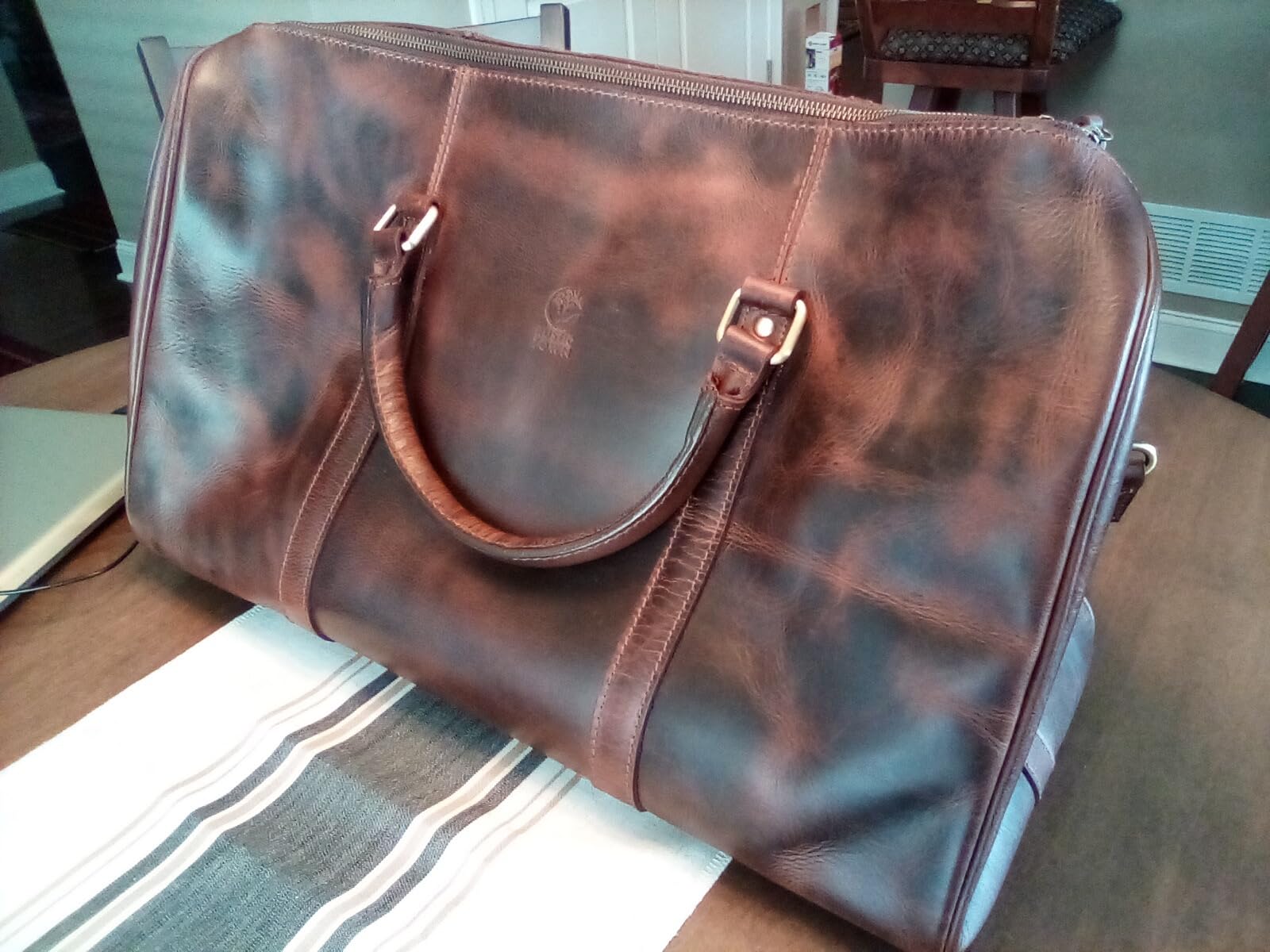 Leather Duffle Bag for Men - Full Grain Travel Weekender, Black 20 Inch customer photo 2