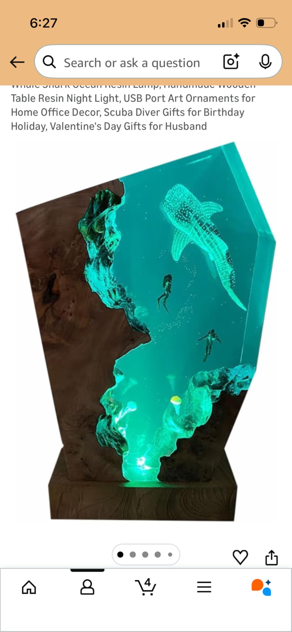 Handmade 3D Ocean Resin Lamp, USB Powered Resin Night Light | Variable Lights, Scuba Diver Gifts, Diving Enthusiast Collectibles, Unique Birthday Marine Biology Gifts for Men & Women customer photo 1