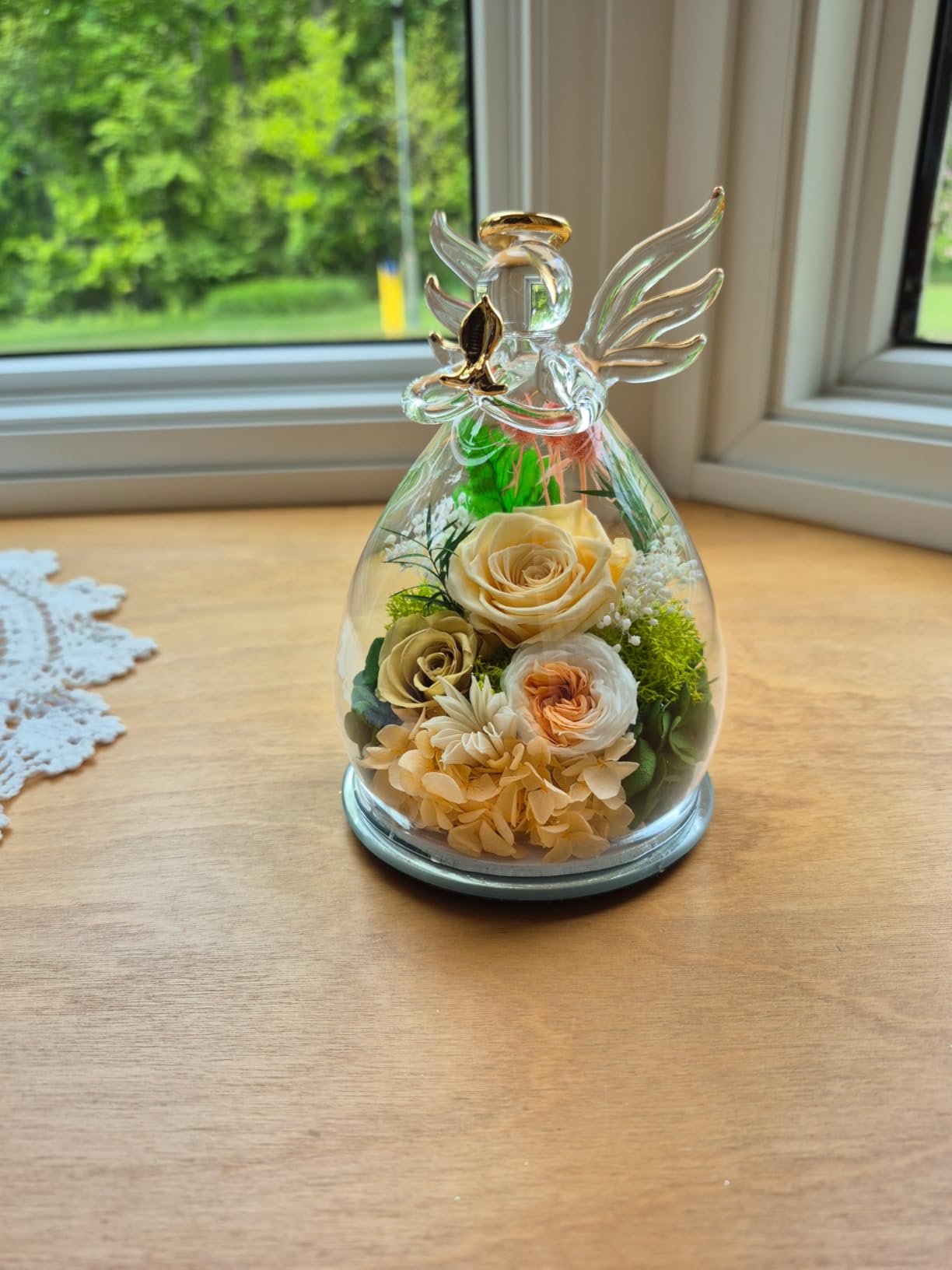 Gifts for Mom Birthday Gifts for Women Preserved Rose Forever Flower in Glass Angel Figurines Fresh Flowers for Delivery Anniversary Real Colorful Roses for Grandma Her Wife Mothers from Daughter customer photo 1