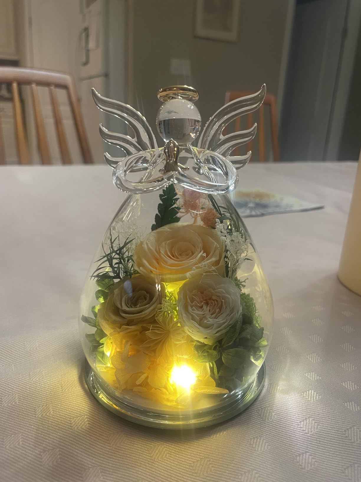 Gifts for Mom Birthday Gifts for Women Preserved Rose Forever Flower in Glass Angel Figurines Fresh Flowers for Delivery Anniversary Real Colorful Roses for Grandma Her Wife Mothers from Daughter customer photo 2