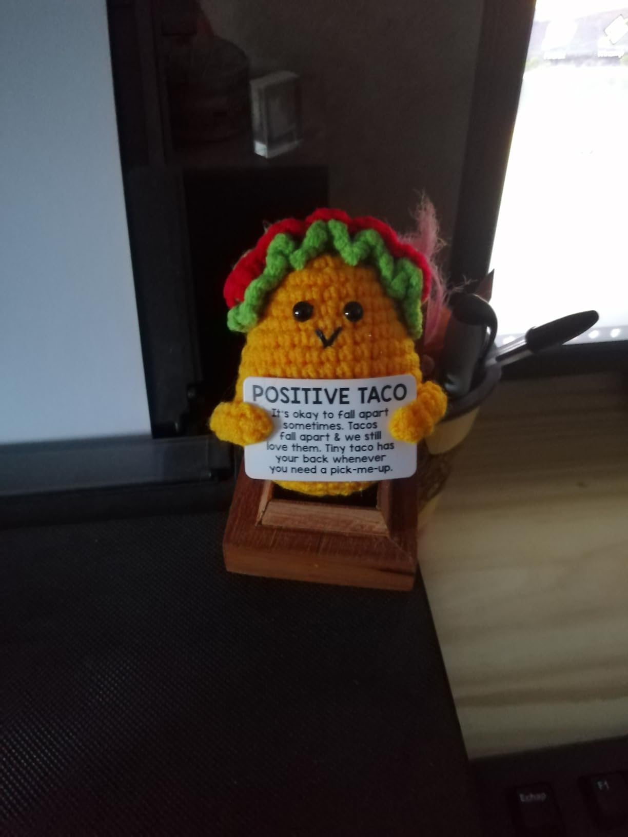 Positive Crochet Taco Christmas Birthday Gifts for Women Men Self Care Card Teacher Back to School Fall Decoration for Home Adult Kids Son Mom Dad Daughter Sister Friend Coworkers Inspirational Gift customer photo 1