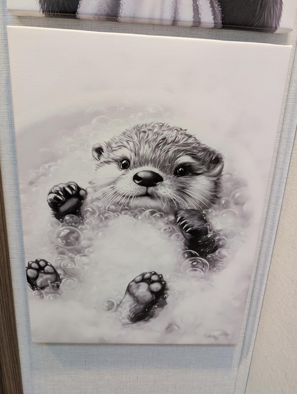 3Pcs Cute Otter Canvas Wall Art Funny Bathroom Paintings Pictures Wall Decor Black And White Animal Poster Printing Artwork for Home Farmhouse Toilet Lavatory Bathroom Restroom Home Decoration customer photo 1