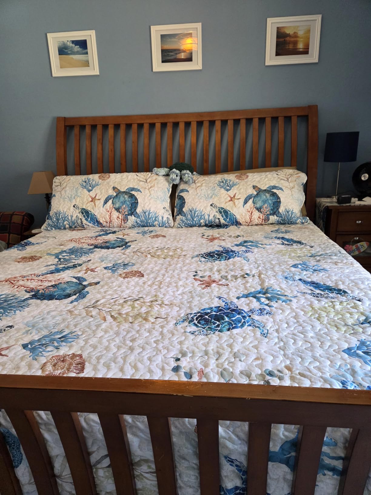 weigelia Coastal Quilt Queen Size, Nautical Lightweight Summer Bedding | Vintage Nautical Design, Soft Lightweight Microfiber, Machine Washable, Beach House Bedroom Decor, 2 Pillowcases, 90''x96'' customer photo 1