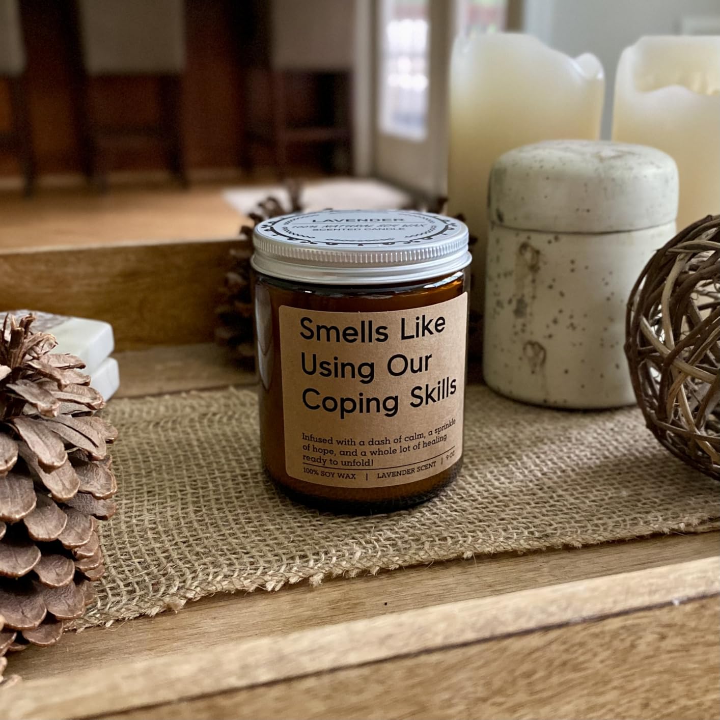 LEADO Funny Coping Skills Candle, Therapist Gifts - Mental Health, Graduation, Psychology, Appreciation Gifts for Therapist, Social Worker, School Counselor, Psychologist, Women - Therapy Office Decor customer photo 1