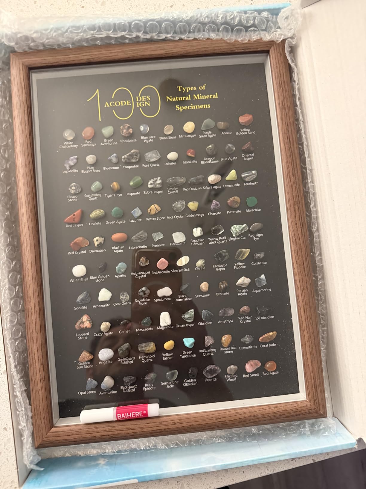 ACODE Natural Mineral Specimen Shadow Box, Geology Collection Display Case, Home Decor Wall Art Tabletop Display with Real Rocks Crystals, Gift for Birthday Christmas Housewarming Children's Day customer photo 1