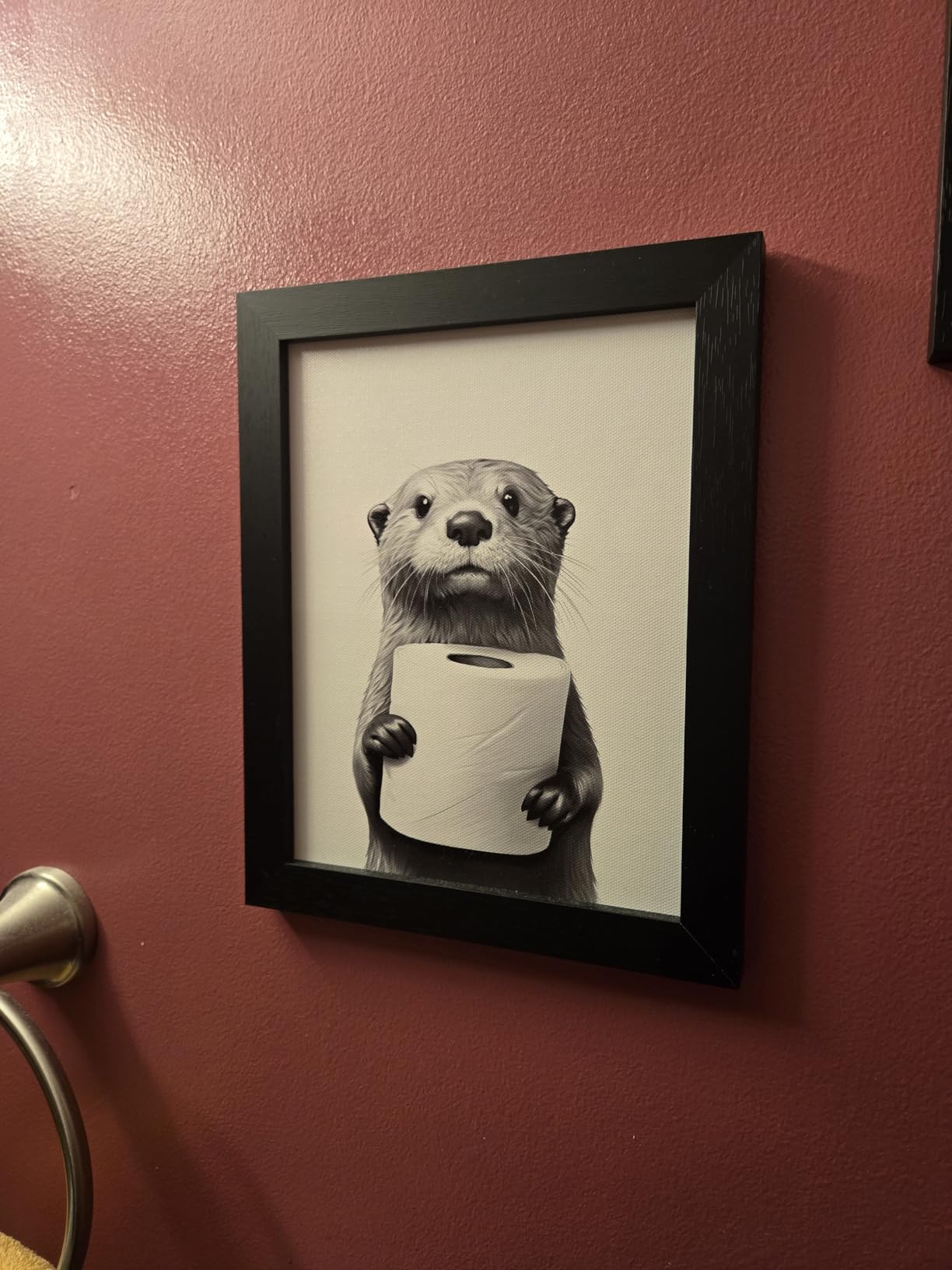 FYLDPSB Funny Bathroom Wall Art Framed Otter Bathroom Pictures Wall Decor | Black and White Canvas Art Cute Animal Paintings Toilet Paper Artwork Modern Humor Prints for Bathroom Bedroom customer photo 2
