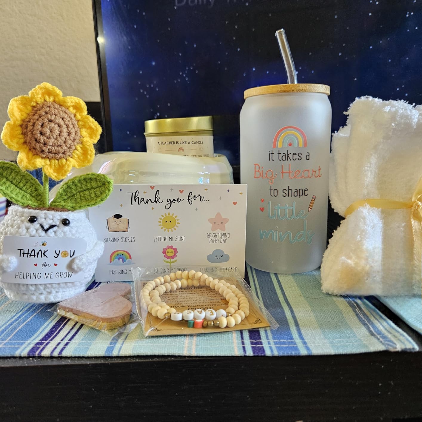 Teacher Gifts for Women, Back to School Teacher Gifts First Day of School | Teacher Appreciation Gift, Thank You Gift Bulk Basket End of Year with 16oz Glass Cup customer photo 2