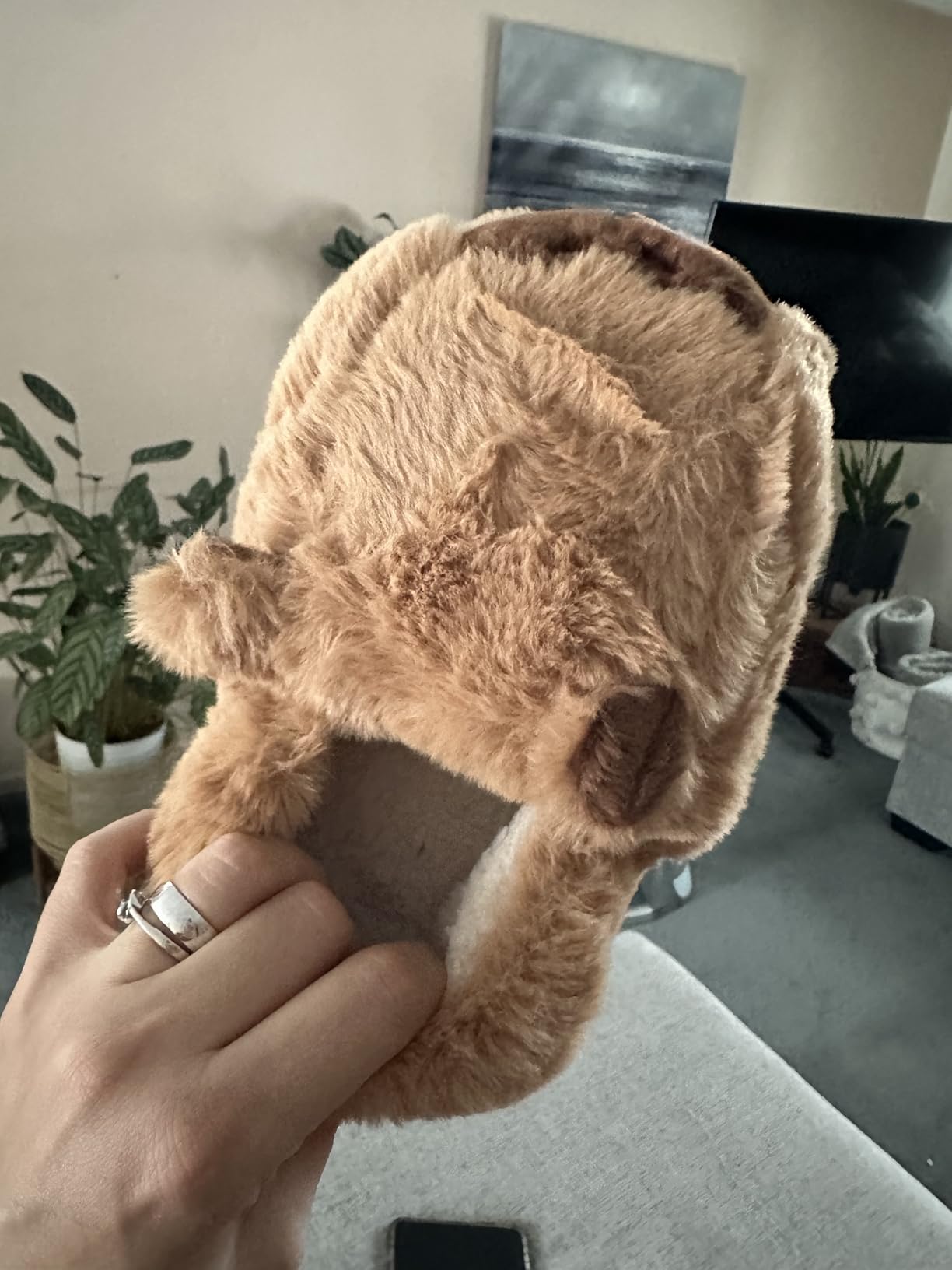 Capybara Slippers for Women Men, Fluffy Animal Slippers | Cute Plush Capybara Slippers, Funny Cozy Warm Winter Indoor House Slippers, Cartoon Fuzzy Slippers, Soft Lining customer photo 1