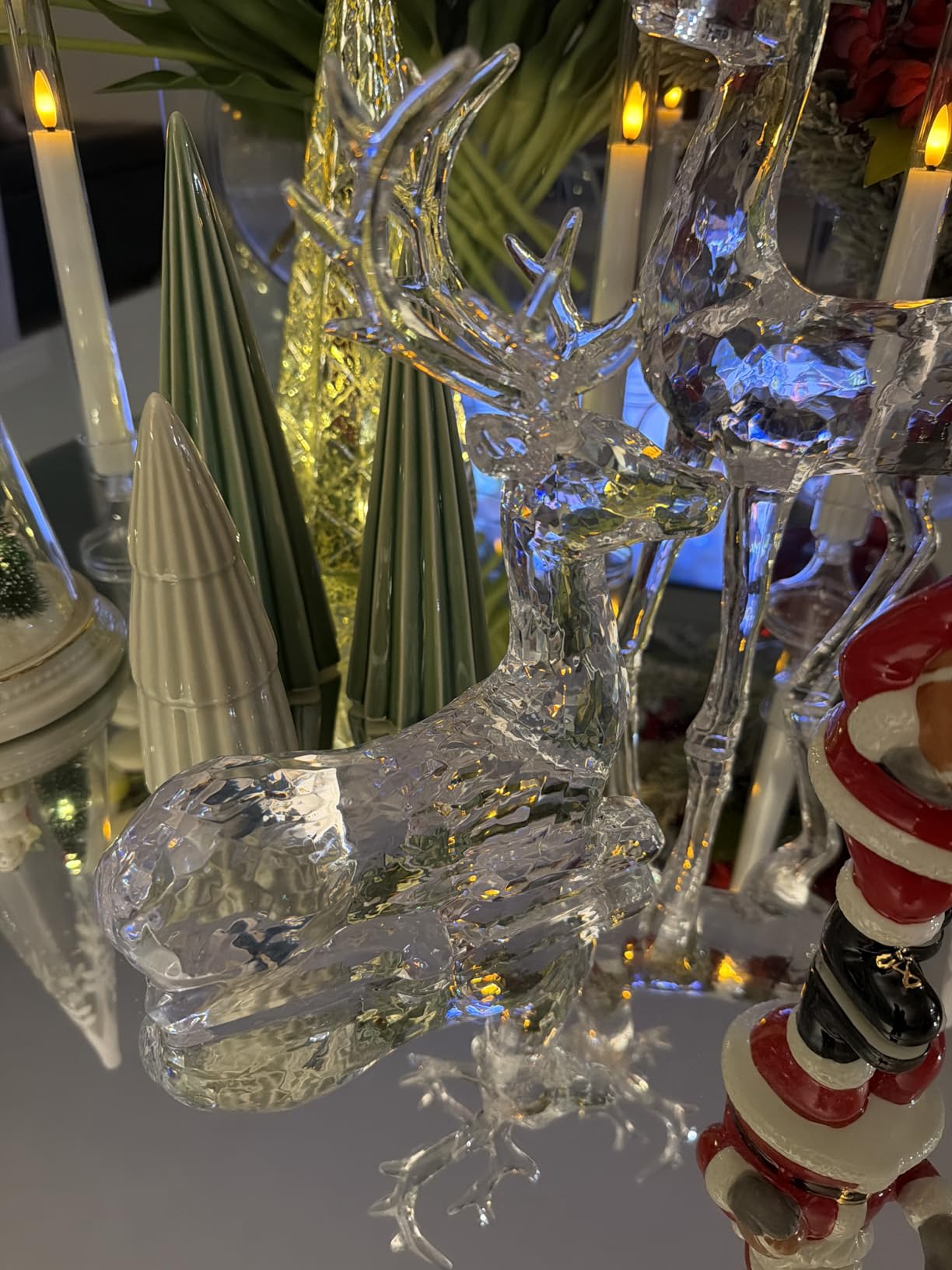 Christmas Reindeer Figurines - Resin Deer Statues for Home Décor, Xmas Tabletop Decor, Fireplace Mantel, Shelf & Cabinet Ornaments (Set of 2) customer photo 2