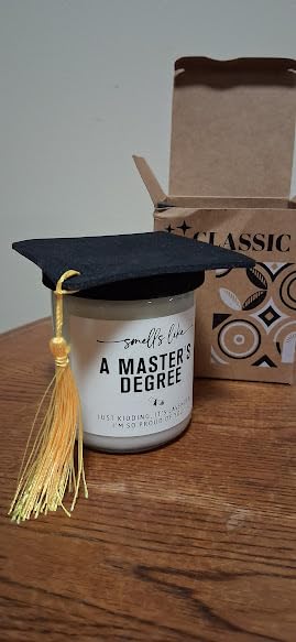 Masters Degree Graduation Gifts- Funny Masters Degree Candle | Candle with Mortarboard- Graduation Gift for Her/Him/Graduates, Grad Gift for Women/Men, Lavender, Soy Wax customer photo 1