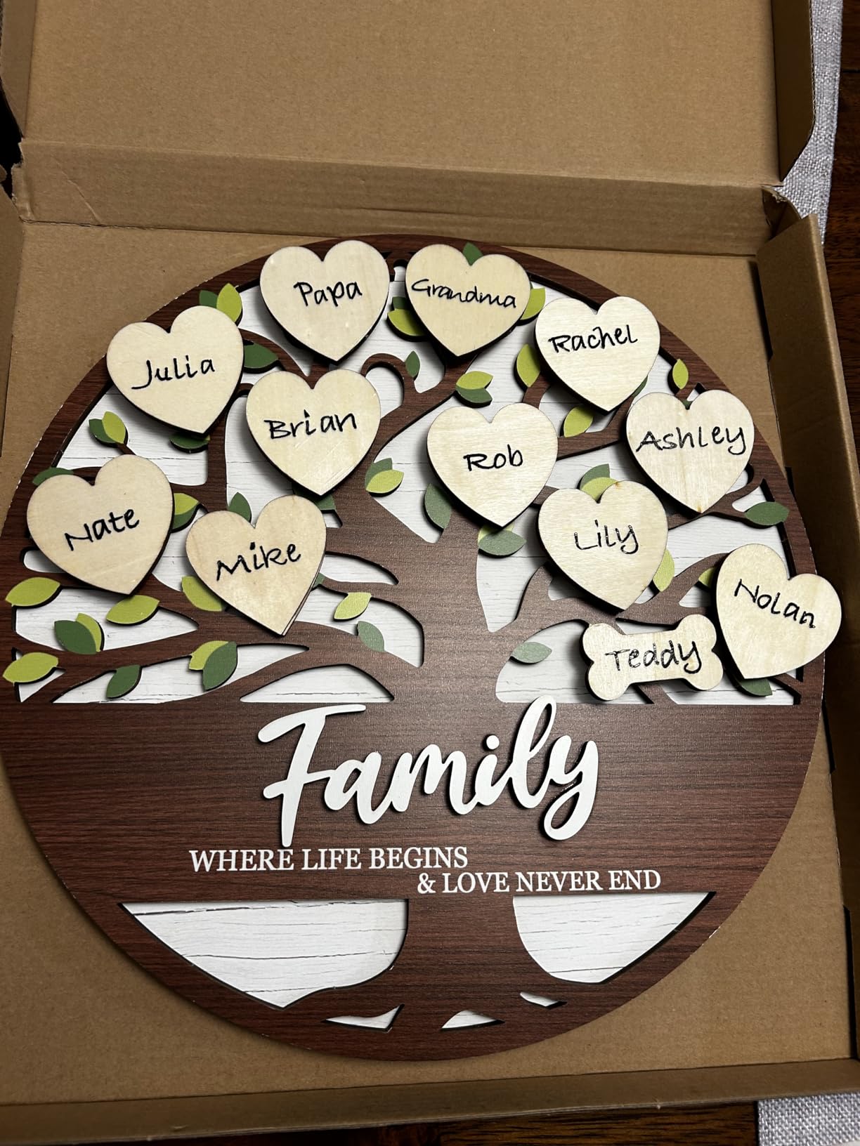 LHIUEM 3D Family Tree Decor Personalized Family Names Sign (12