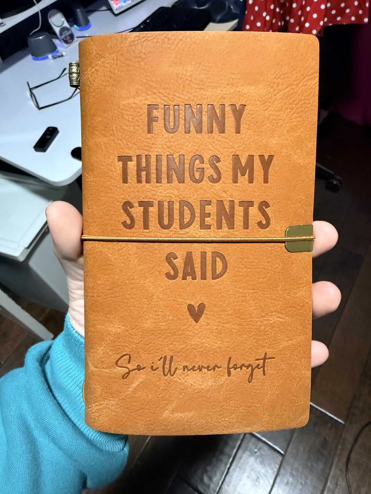 Teacher Gifts - 'Funny Things My Students Said' Leather Notebook | Cute Teacher Appreciation Gifts for Women Men, Teachers Birthday Presents, Engraved Refillable Journal customer photo 1
