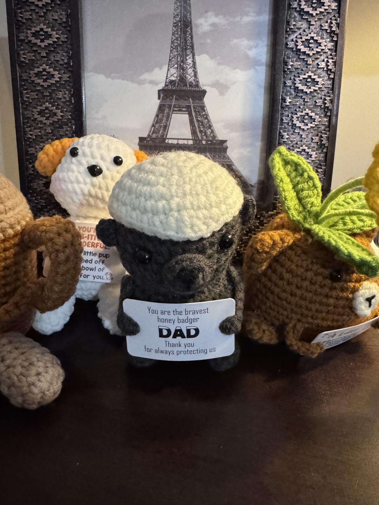Crochet Honey Badger Positive Affirmation Brave Gift - Funny Inspirational Mini Animal Theme Desk Decor, Graduation Encouragement Present for Son Daughter Student Graduate, Daily affirmation Gifts customer photo 2