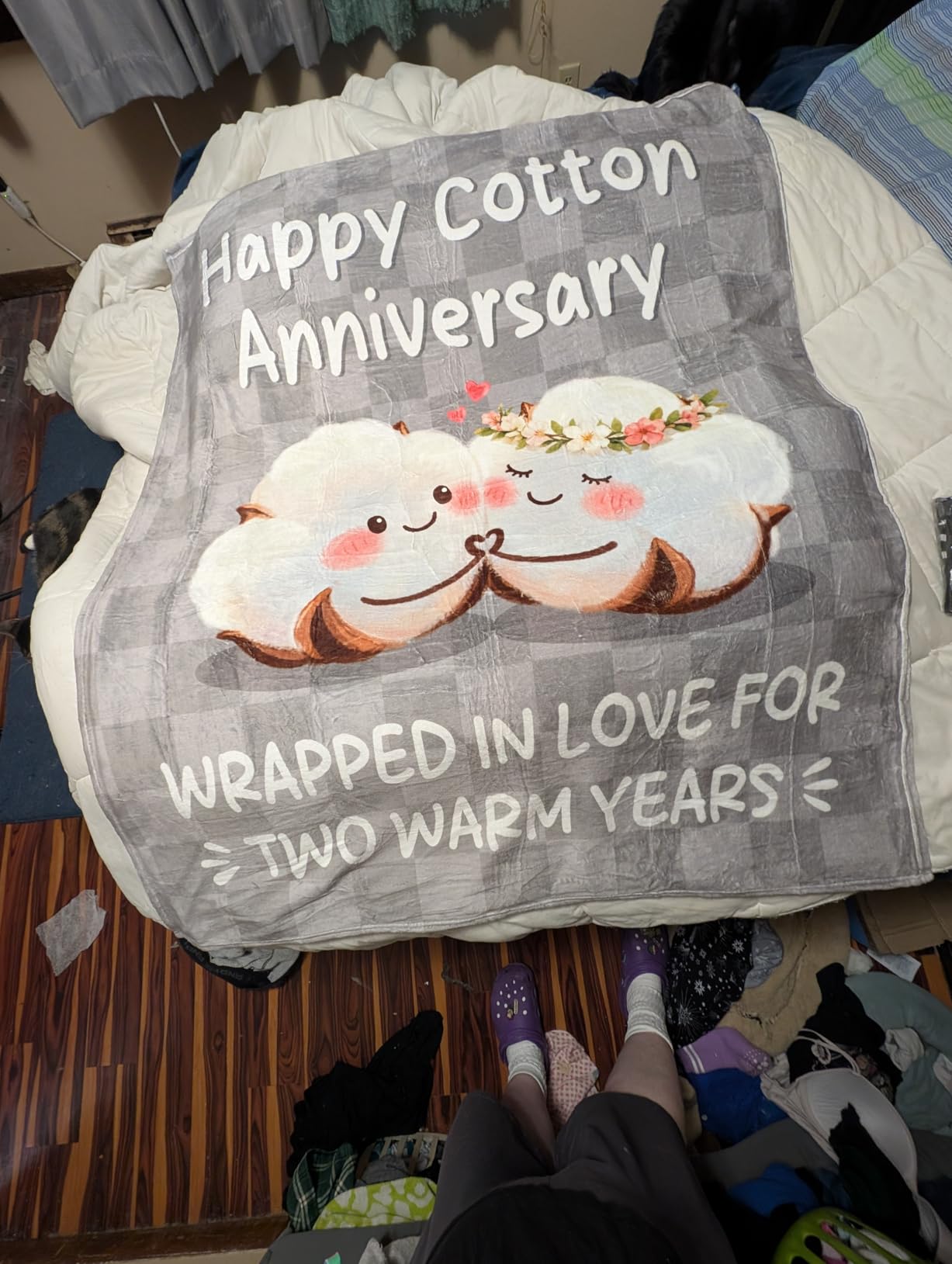 2 Year Anniversary Blanket Gifts for Him Her - Couple Blanket | 2nd Cotton Anniversary Wedding Gifts for Men Women Husband Wife Couple, Happy Cotton 2 Year Marriag Gift for Him Her customer photo 2