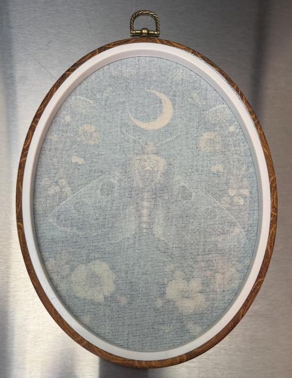 Fewgb Vintage Luna Moth Oval Wall Art Decor Framed, Cottagecore Butterfly Floral Canvas Wall Art Prints Picture, Mystical Gothic Art Nouveau Hanging Room Decor Artwork for Gallery Bedroom 9x12 customer photo 2