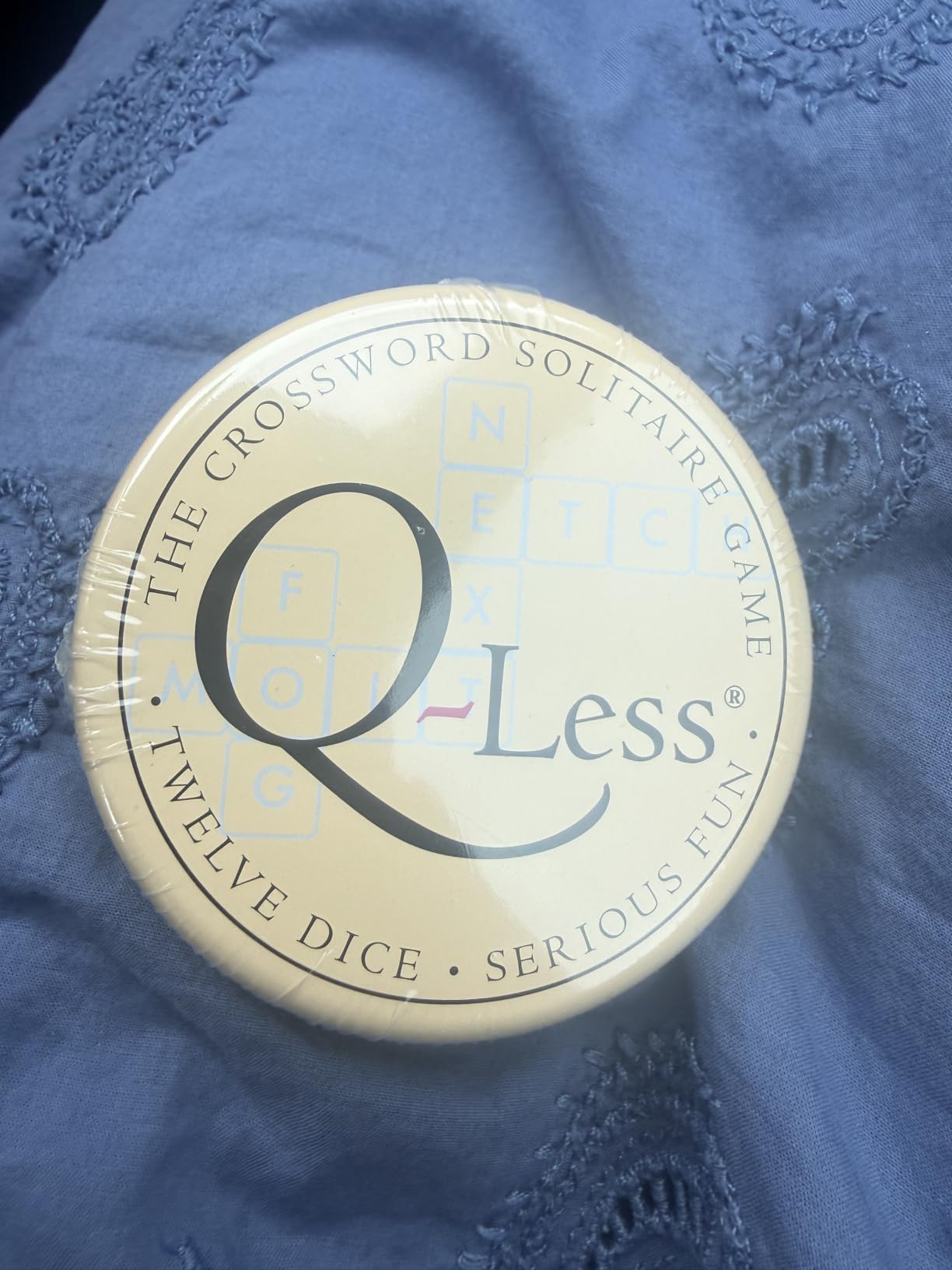 Q-Less - The Original Crossword Solitaire Game, 12 Letter Dice Travel Tin customer photo 2