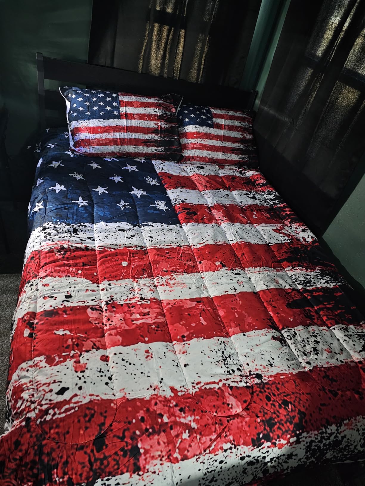 kxry American Flag Bald Eagle Comforter Set, Patriotic USA Bedding Set Galaxy Print Bed Set Full for Women Girls Kids, Cloud Quilt, Lightweight Duvet, All Season Bedding Sets customer photo 2