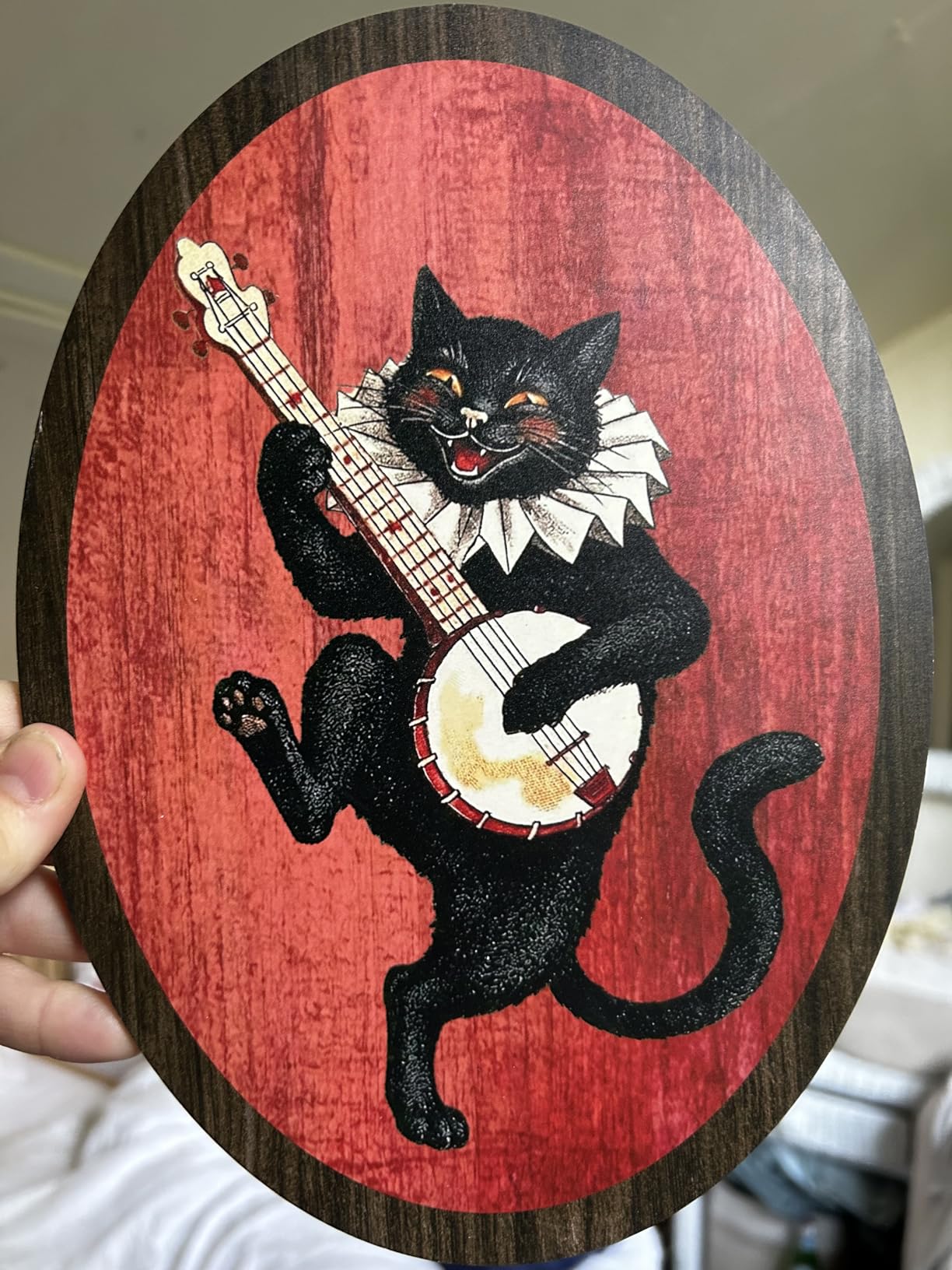 Ferret Victorian Wall Art, Oval Victorian Portrait, Funny Animal Wall Art, Wood Quirky Home Decor, Whimsical Antique Moody Decorations for Living Room Bedroom Bathroom Kitchen Office Apartment, 3 customer photo 2