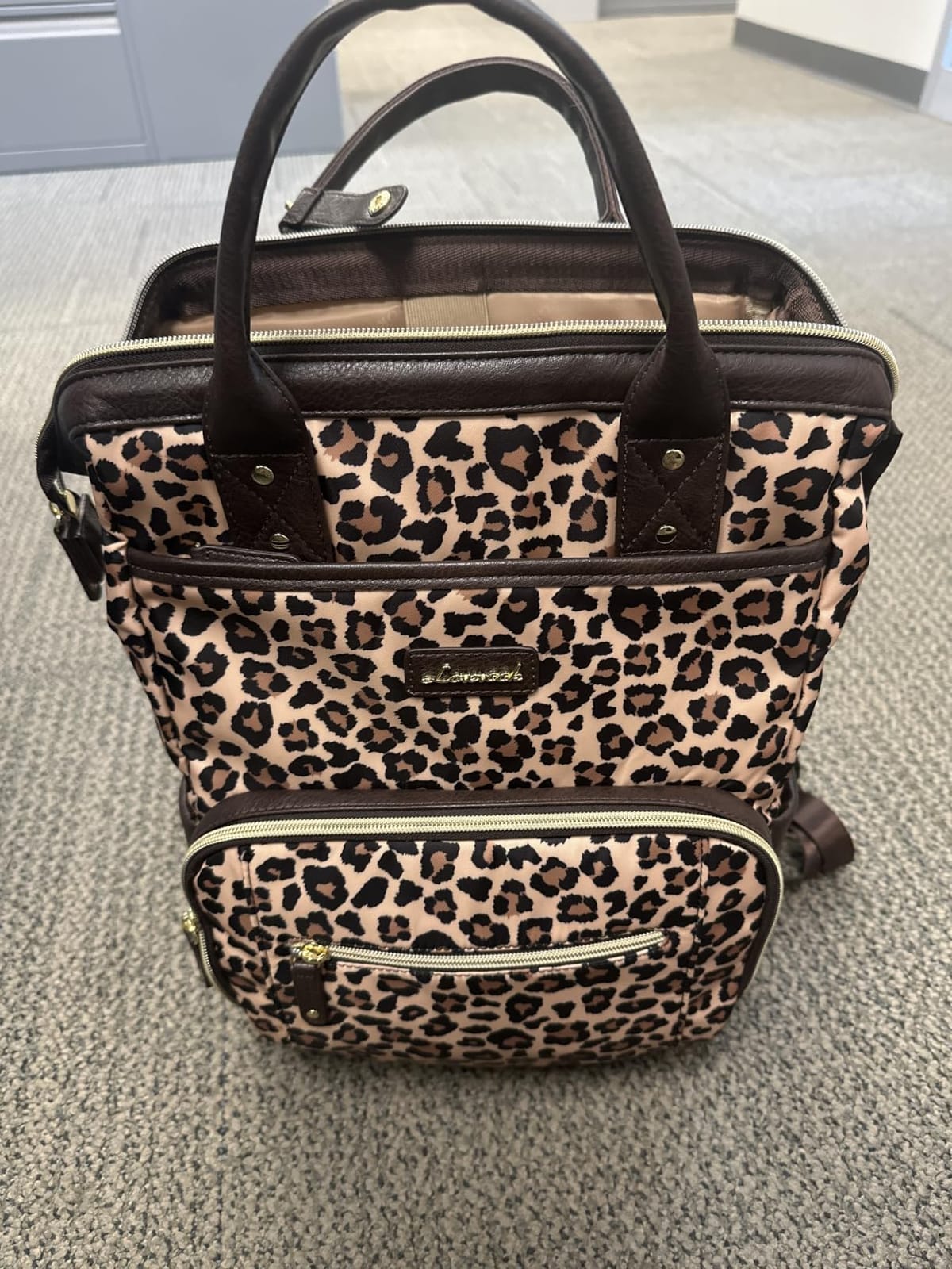 Laptop Backpack with Giant Tumbler Holder,15.6 inch Nurse Teacher Backpack Computer Laptop Bag,Stylish Travel Backpack Purse Work College Bag,Gifts for Women & Men,Leopard print-Dark coffee customer photo 2