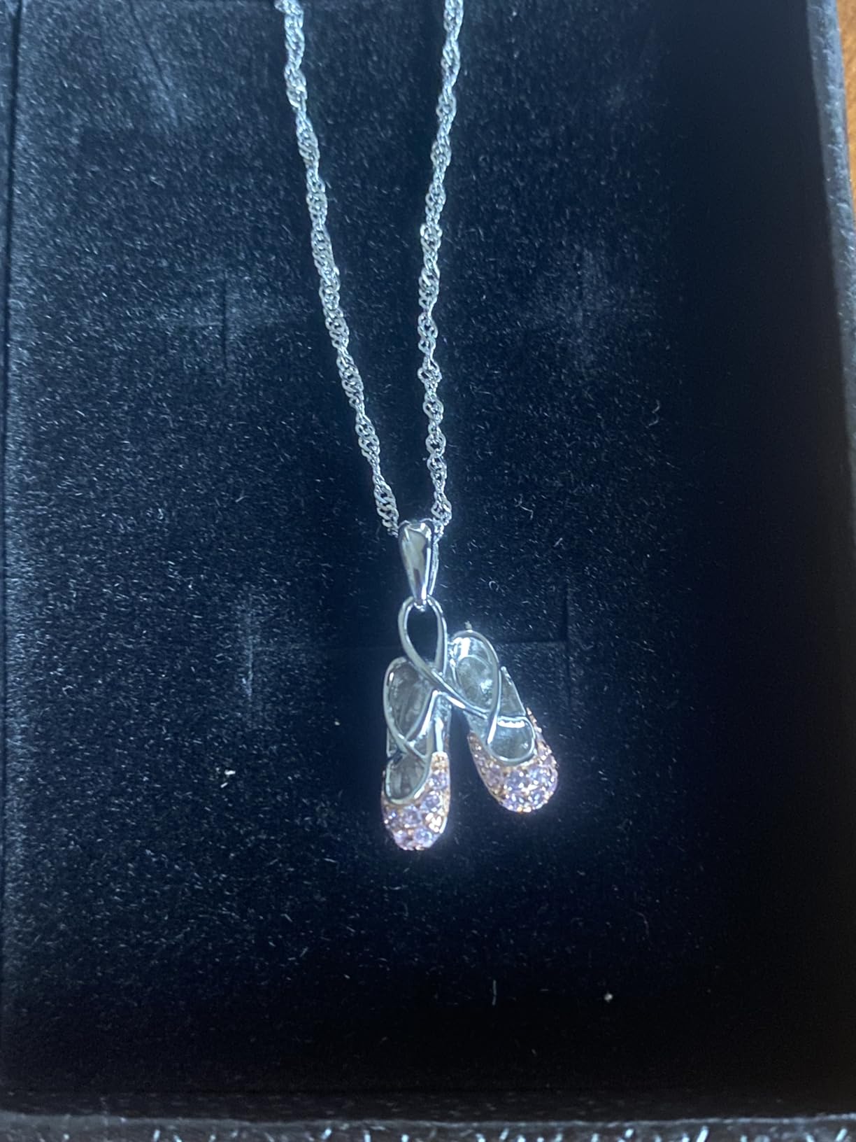 925 Sterling Silver Ballerina Necklace Dance Recital Gifts Girls | Cubic Zirconia Ballet Slippers Shoes Pendant for Women Teen Little Girl & Dancer 18