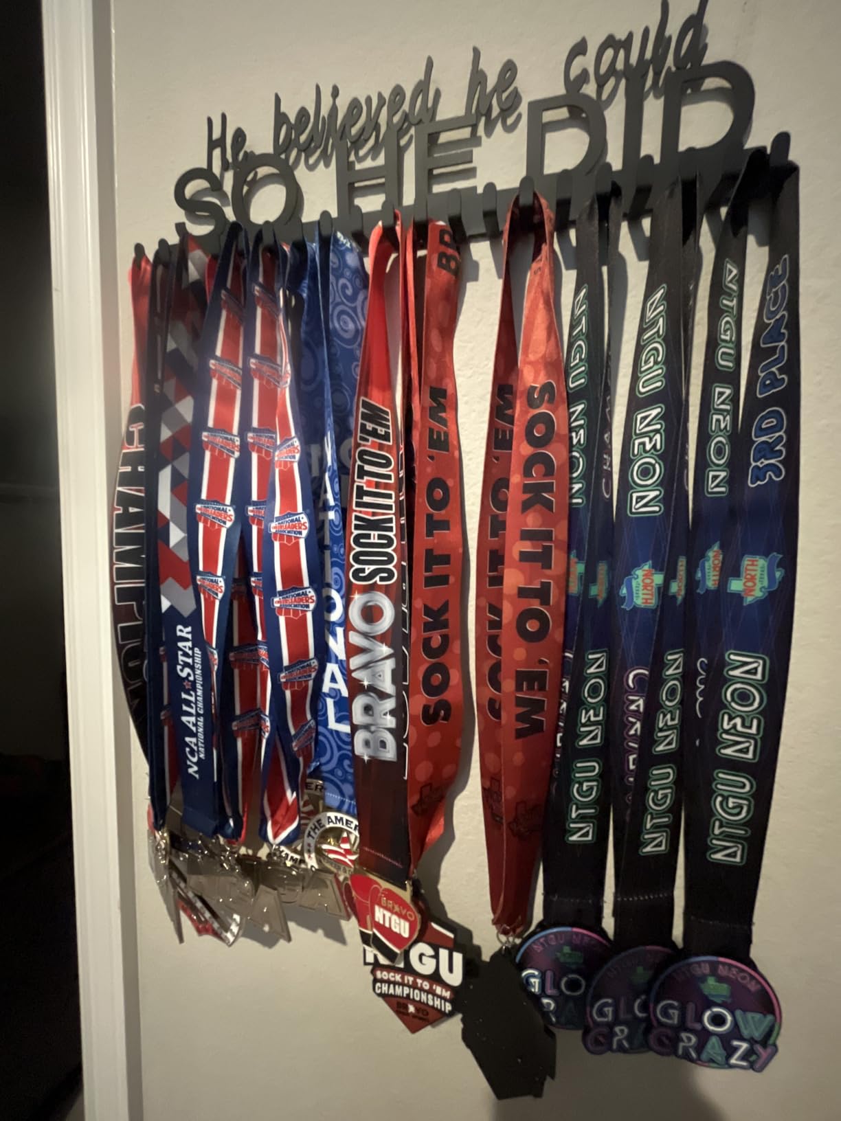 Medal Hanger Display - Wall Mount Steel Rack with 20 Hooks Holds 60+ Medals customer photo 1