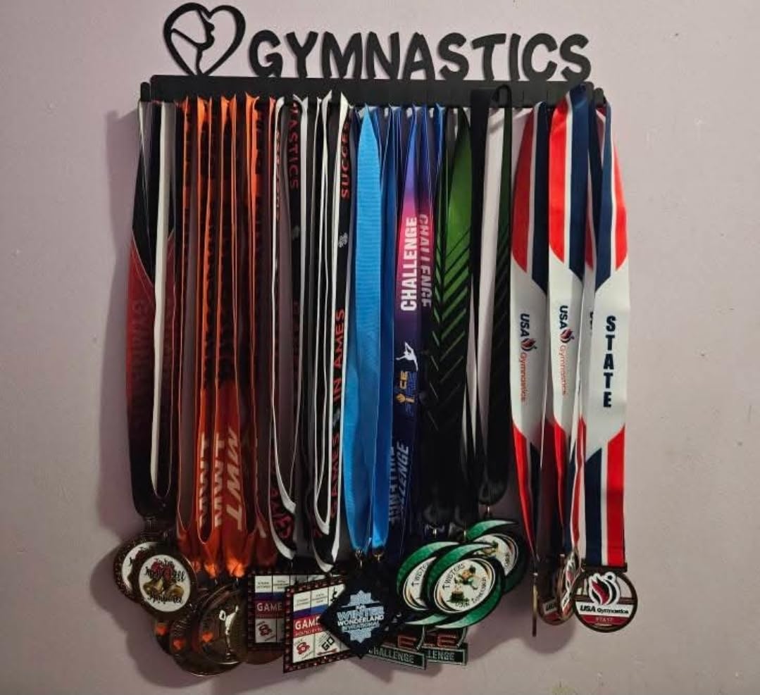 Medal Hanger Display - Wall Mount Steel Rack with 20 Hooks Holds 60+ Medals customer photo 2