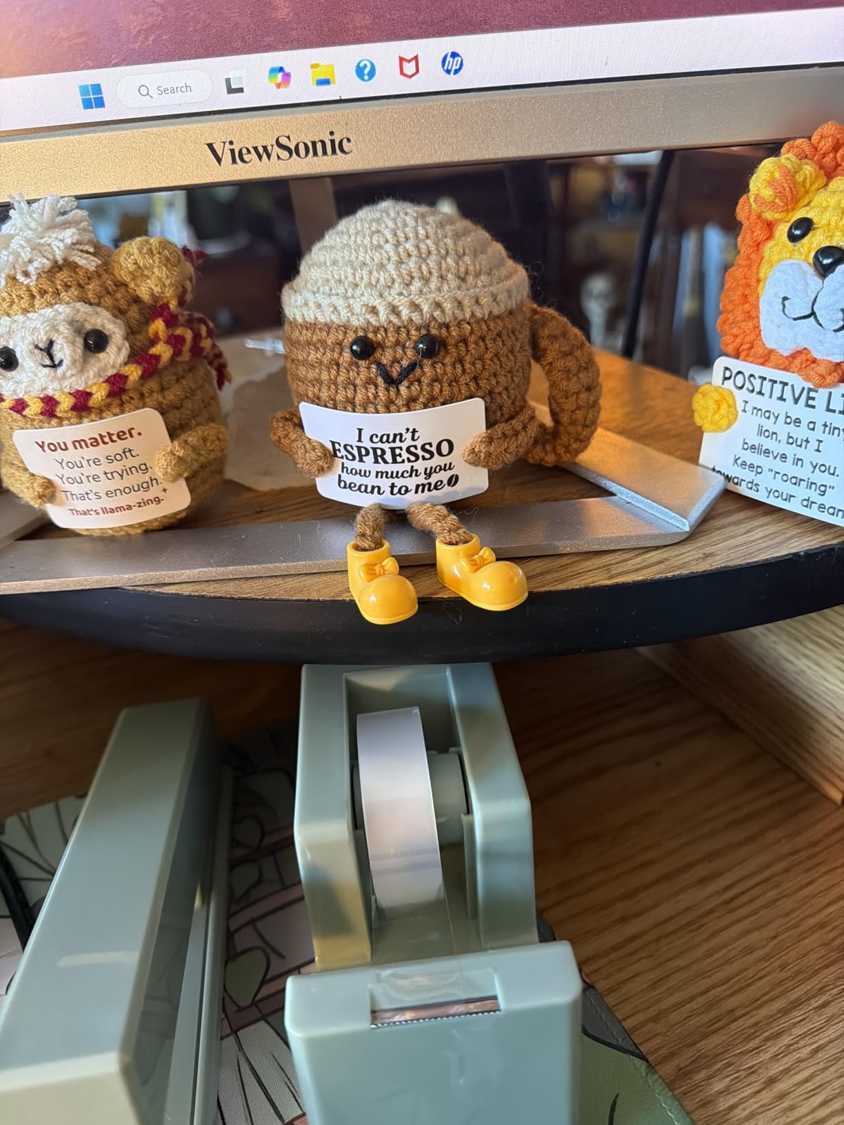 Birthday Gift for Her Him Women Men Girlfriend Boyfriend, Positive Crochet Espresso Cup, Cute Small Coffee Lover Gift for Best Friend Couple Wife Husband Mom customer photo 1